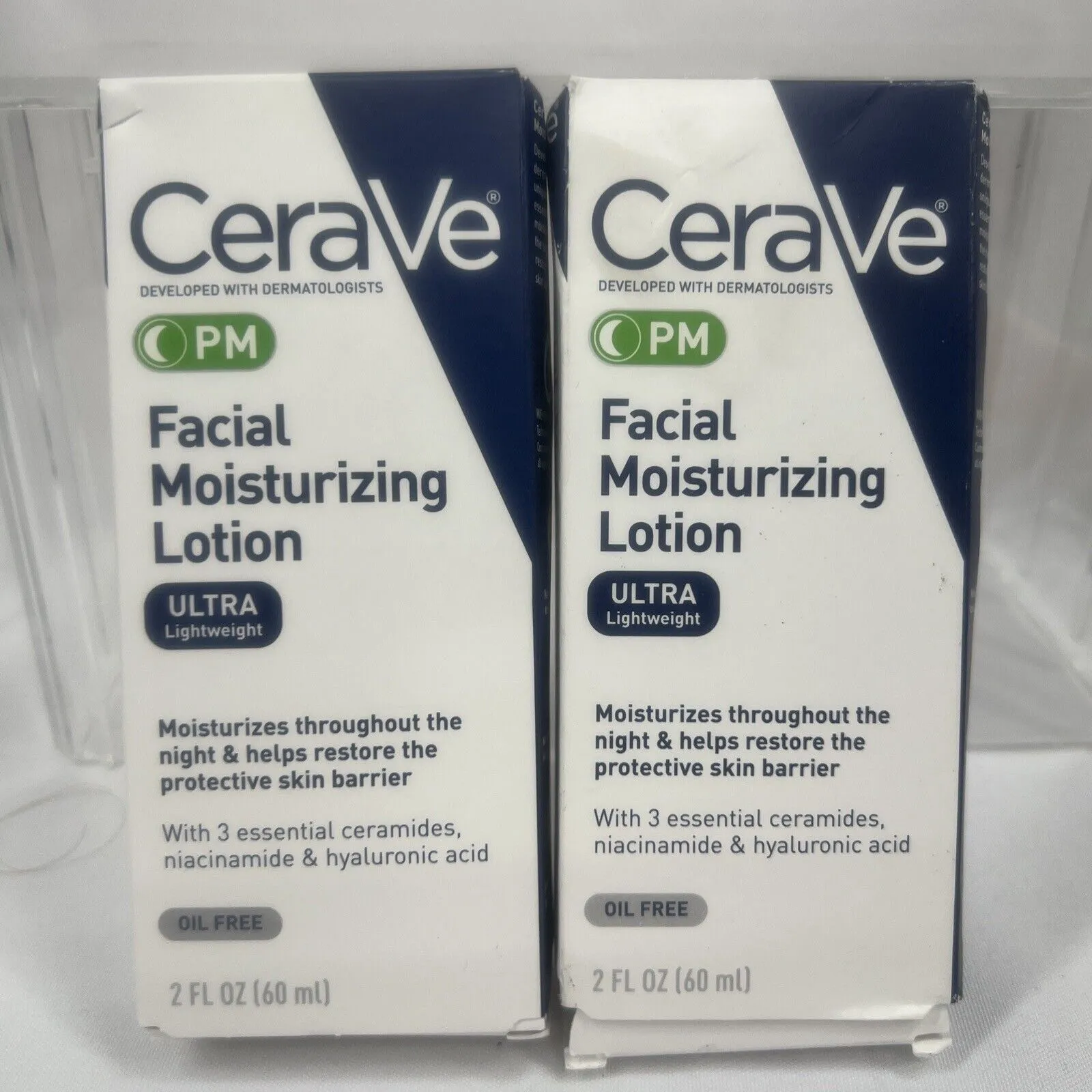 (2) CeraVe Facial Moisturizing Lotion PM Ultra Lightweight 2oz