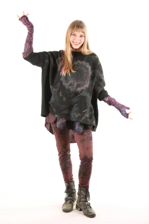 2210  Cozy Fleece Square Sweatshirt Printed Black