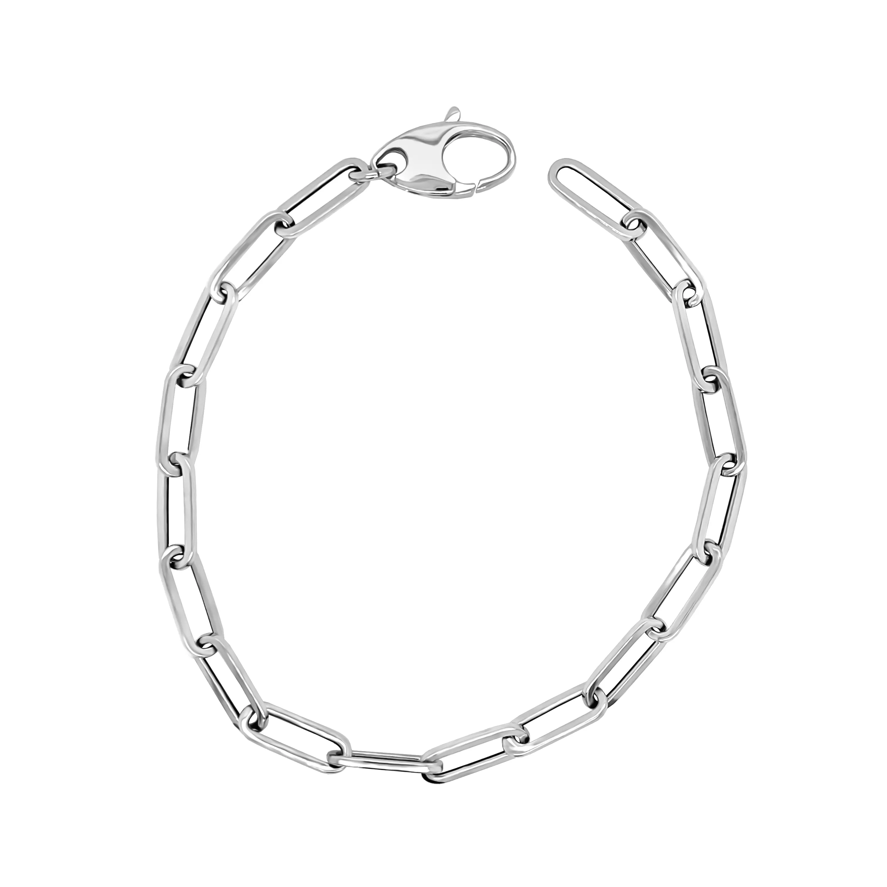 4.5MM Link Paperclip Link Chain Bracelet, 7.5" in 14K Gold