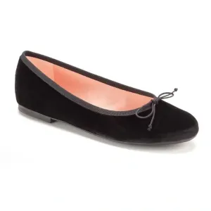 49909 - Black Velvet Teens Bow Shoe