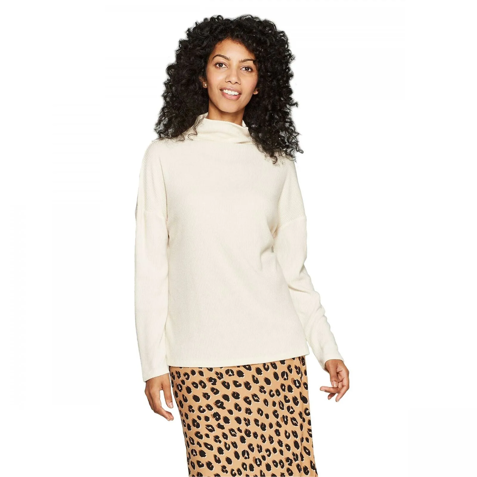 A New Day Women's Long Sleeve Turtleneck Rib Drapey Top