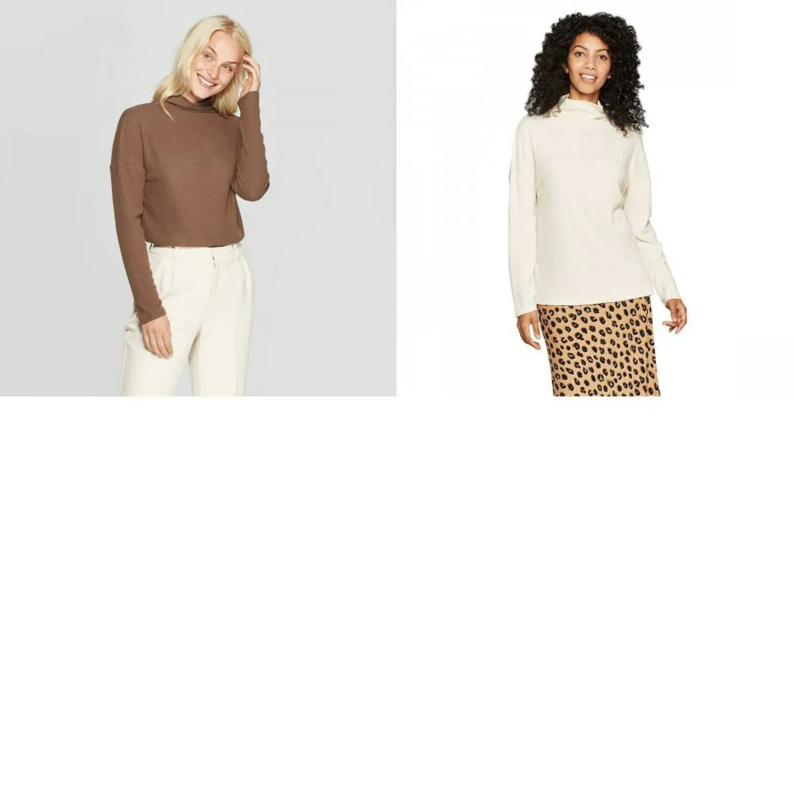 A New Day Women's Long Sleeve Turtleneck Rib Drapey Top