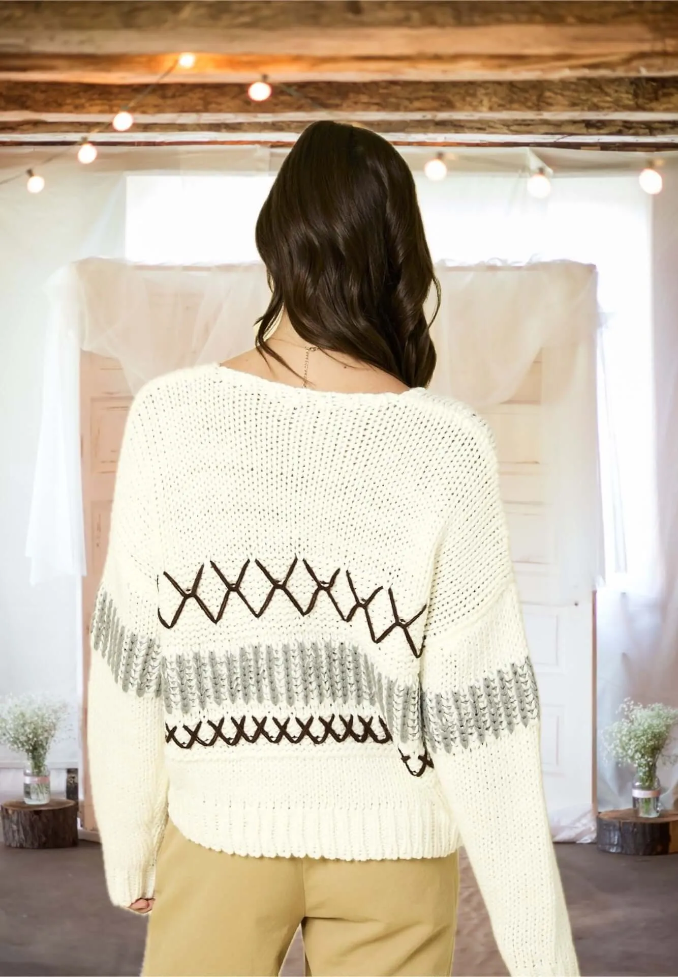A Stitch in Time Cable Knit Sweater in Ivory