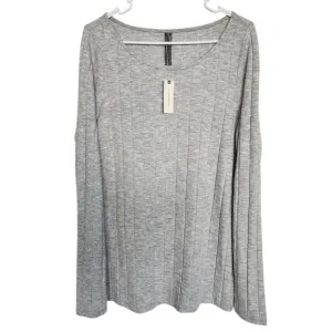 Anthropologie Ribbed Knit Tunic Top L Grey Minimalist Lagenlook Cozycore