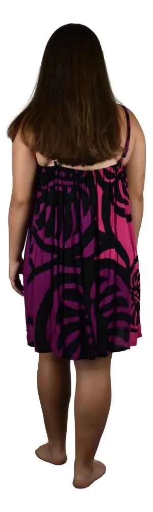 Bali Dress Short - Monstera - Pink