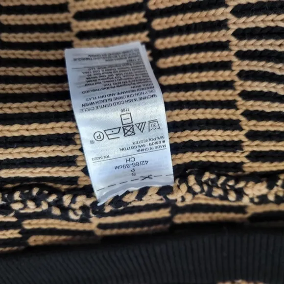 Banana Republic Women's Jacquard Black &amp; Tan Striped Open Sweater Jacket  Size S
