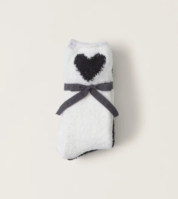 Barefoot Dreams CozyChic Heart Print Sock Set - Carbon-Pearl