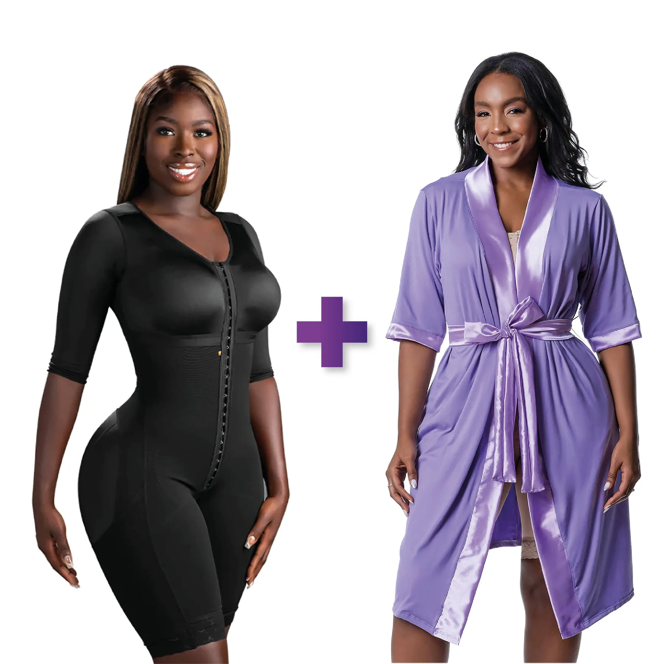 BBL & Lipo | Stage 1 Faja Colombiana Post-Op | Full Body   Post Surgery Recovery Night Gown Robe with Drain Pockets | ¾ Sleeves