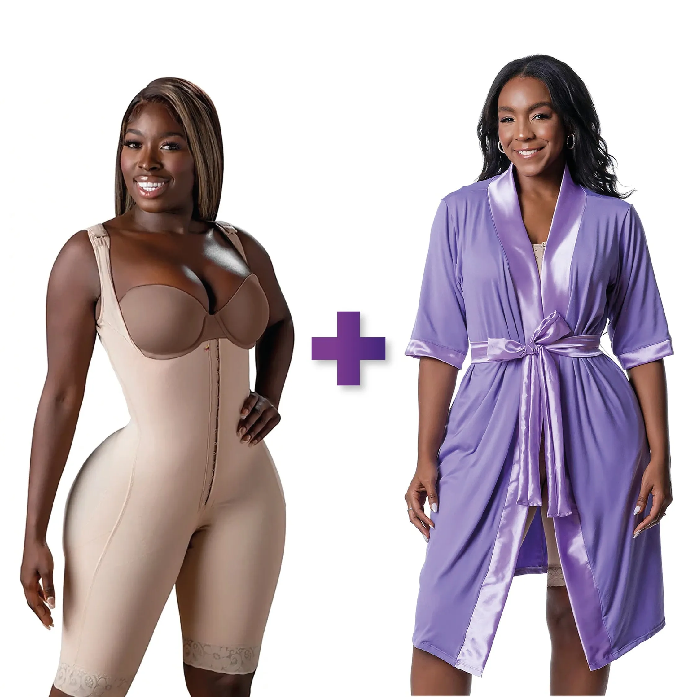BBL & Lipo | Stage 1 Faja Colombiana Post-Op | No Bra   Post Surgery Recovery Night Gown Robe with Drain Pockets | ¾ Sleeves