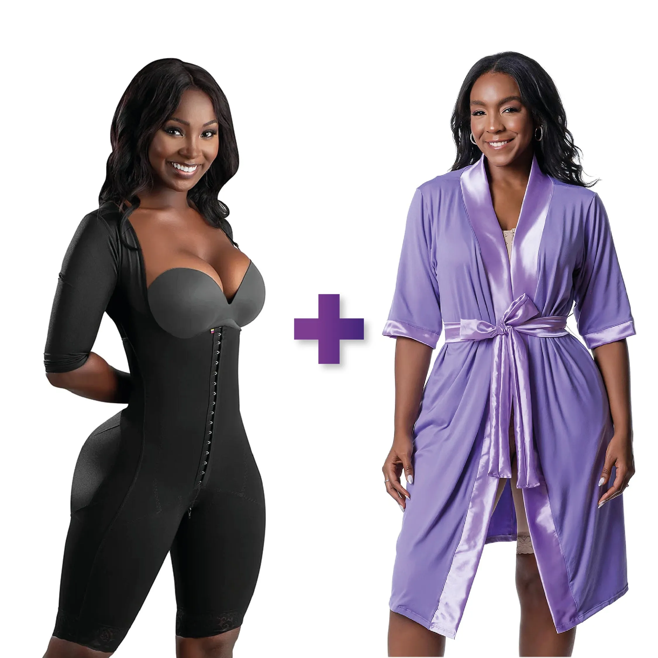 BBL & Lipo | Stage 1 Faja Colombiana Post Surgery | With Sleeves   Post Surgery Recovery Night Gown Robe with Drain Pockets | ¾ Sleeves
