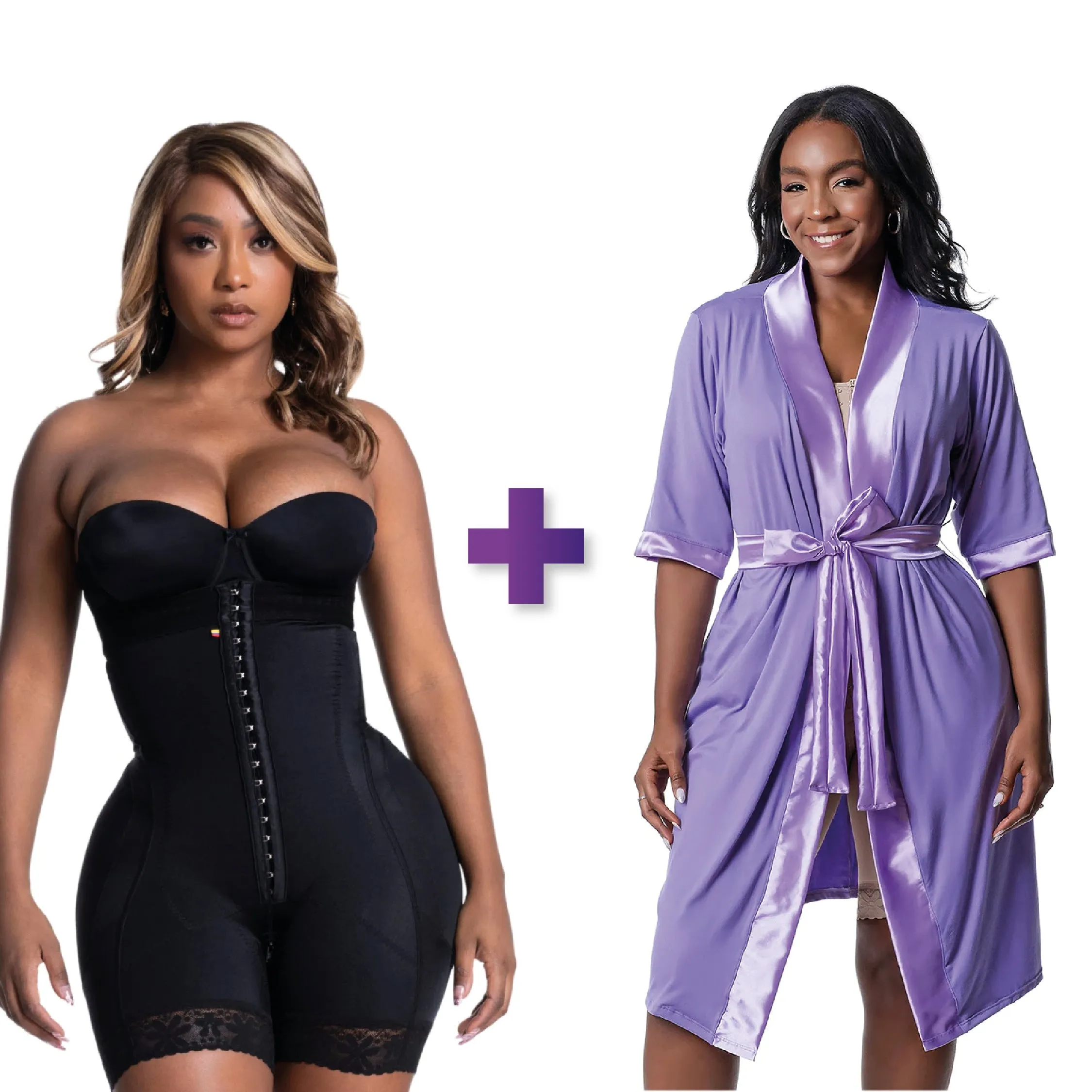 BBL & Lipo | Stage 3 Faja Colombiana Shapewear | Strapless   Post Surgery Recovery Night Gown Robe with Drain Pockets | ¾ Sleeves