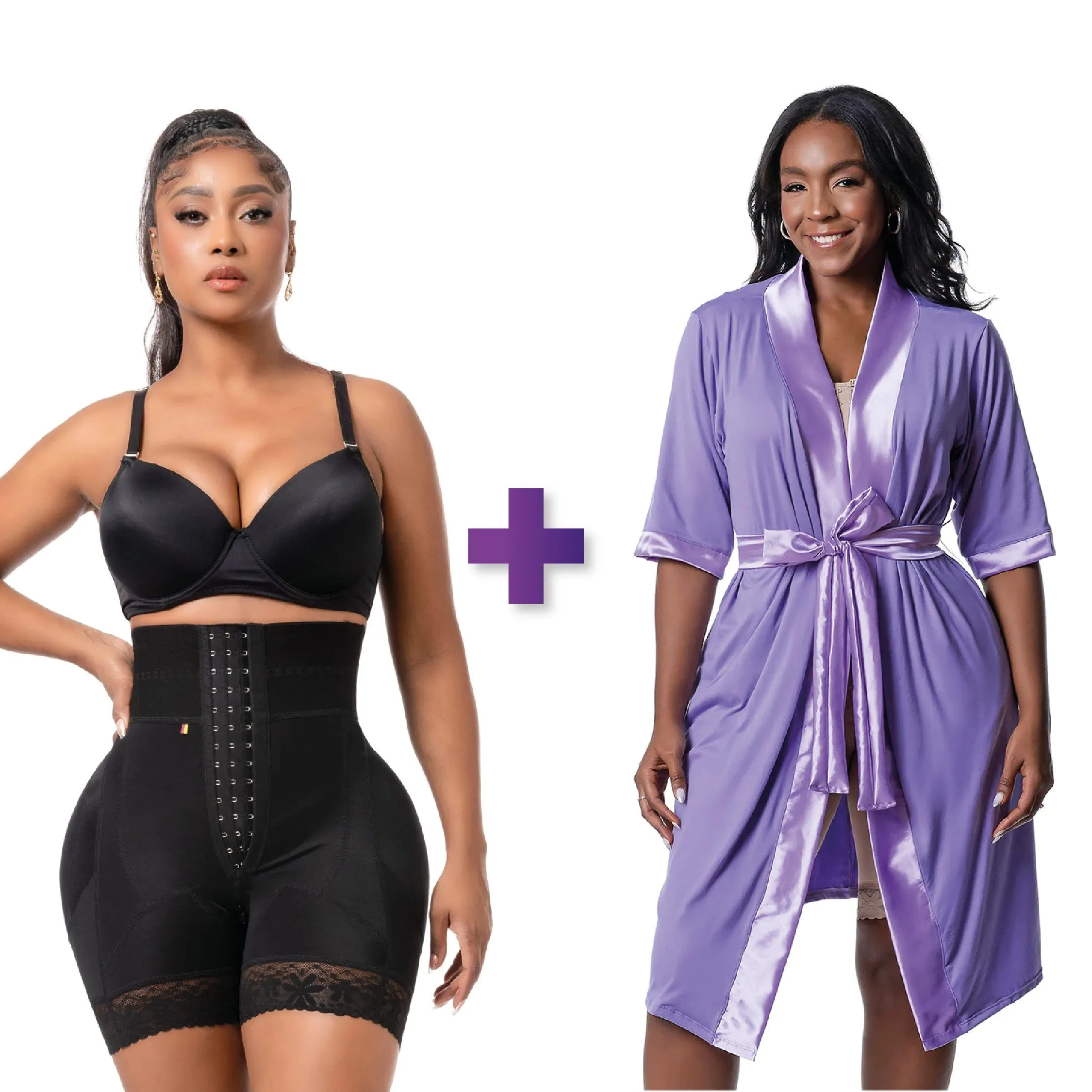 BBL Short | Stage 3 Post-Op Tummy Control High Waisted   Post Surgery Recovery Night Gown Robe with Drain Pockets | ¾ Sleeves