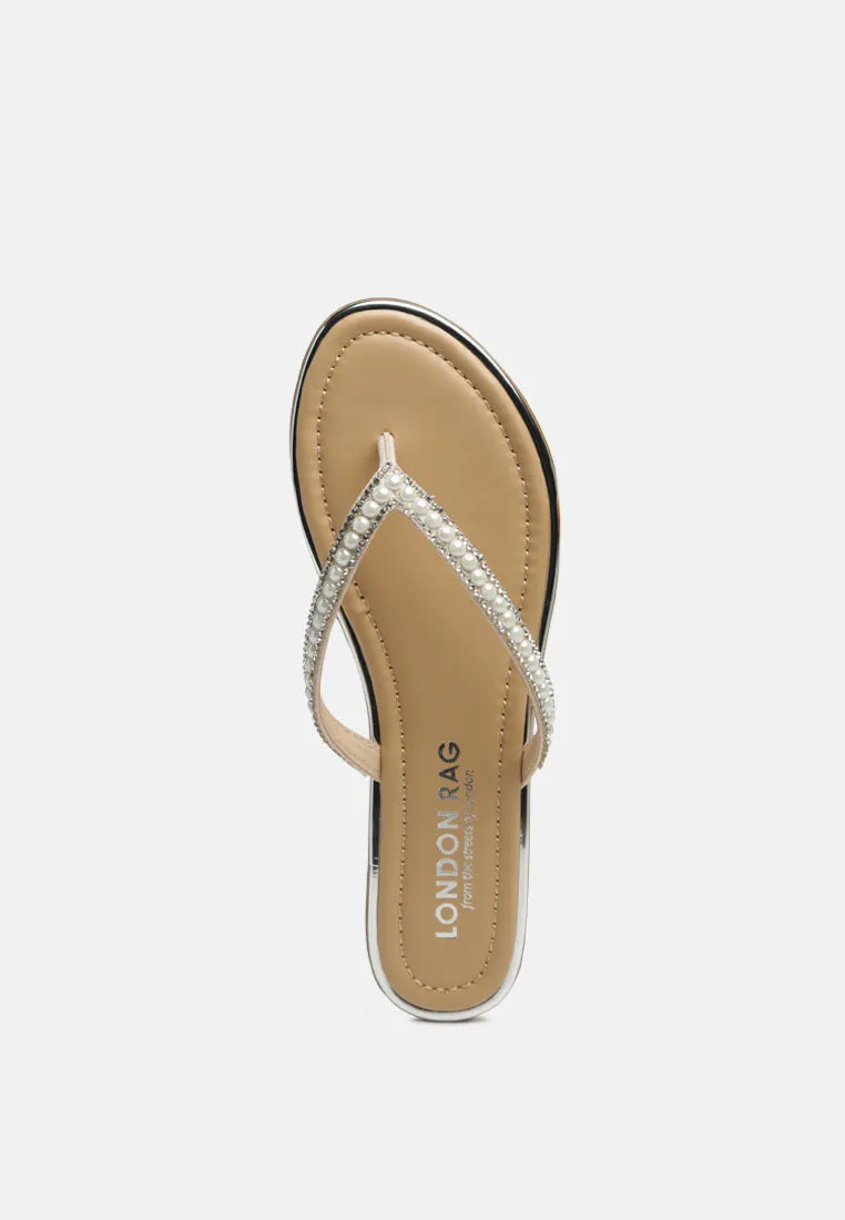 Beaded Strap Thong Flats