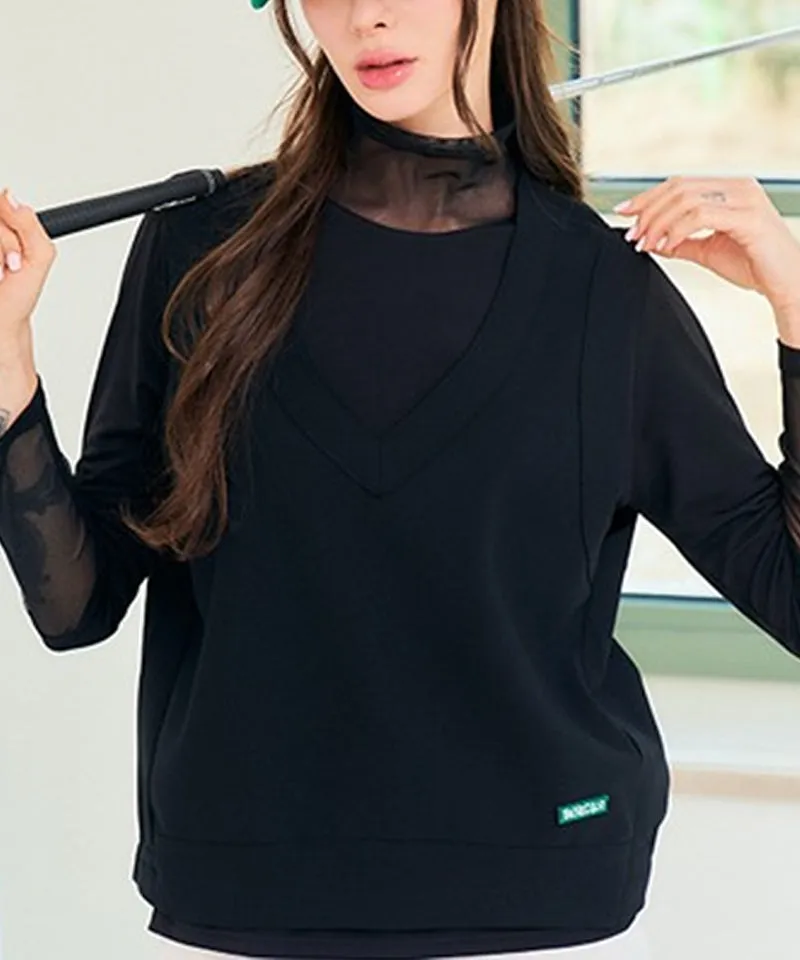 BENECIA 12 Woven V Vest - Black