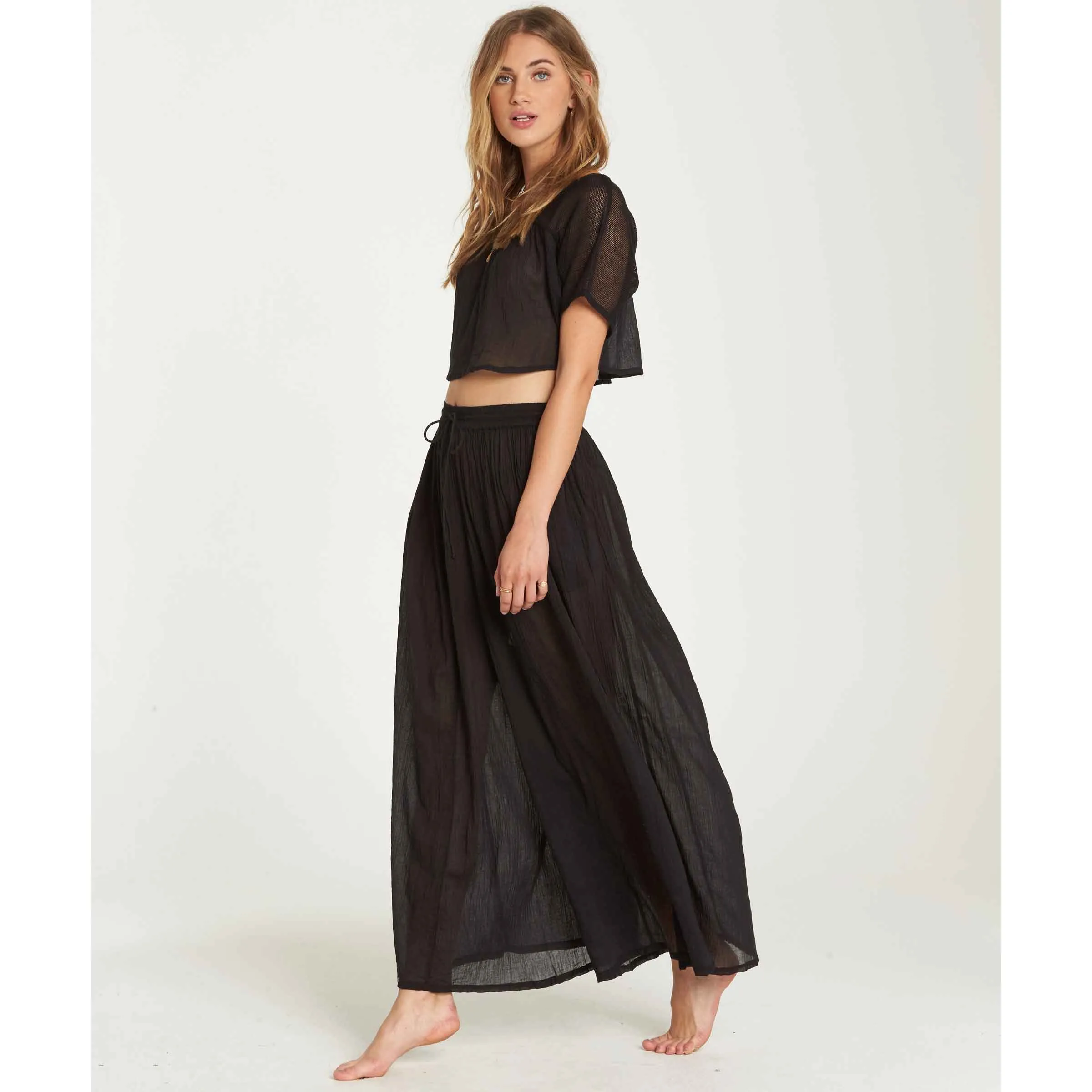 Billabong Women's Back In Five Wide Leg Pant | Black Pebble