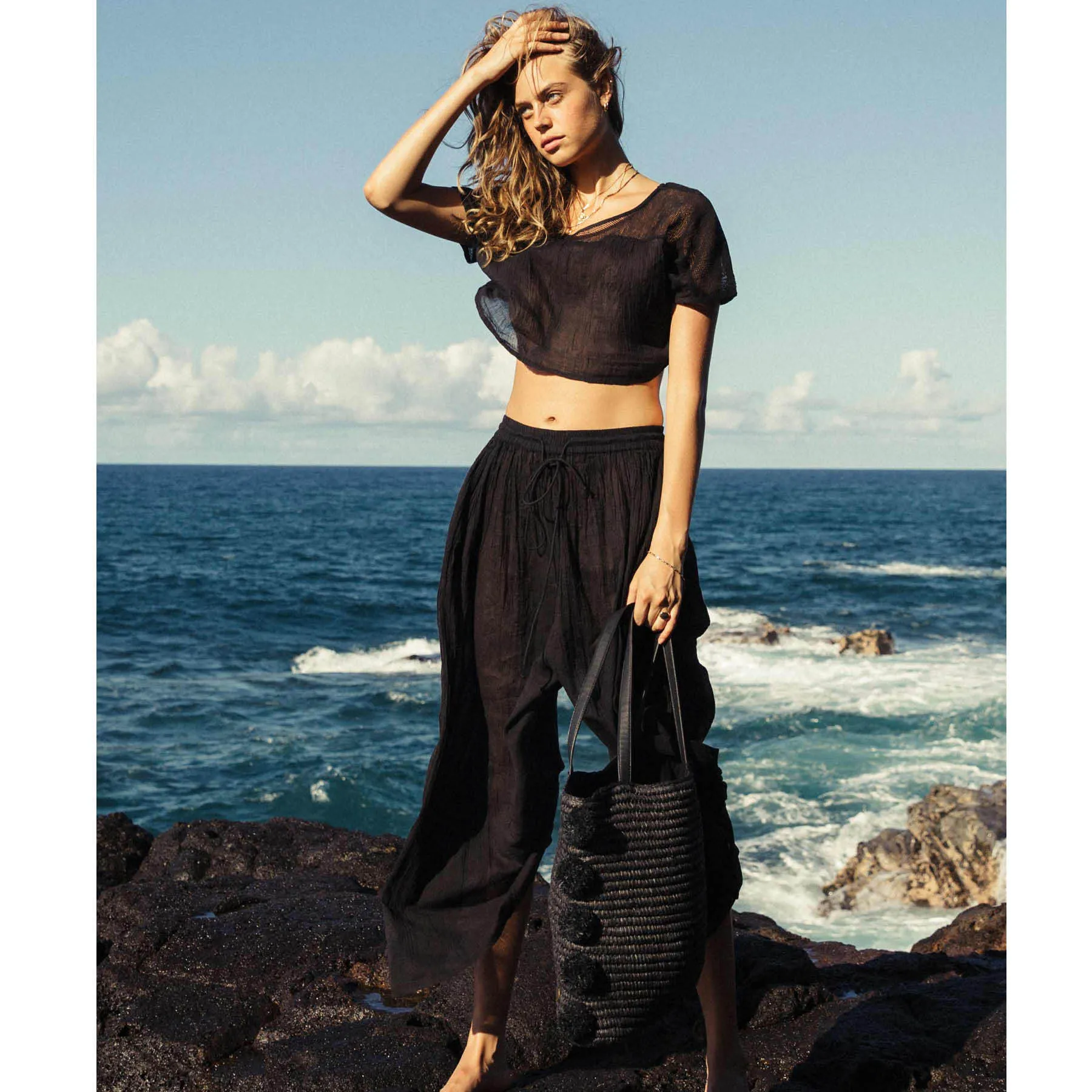 Billabong Women's Back In Five Wide Leg Pant | Black Pebble
