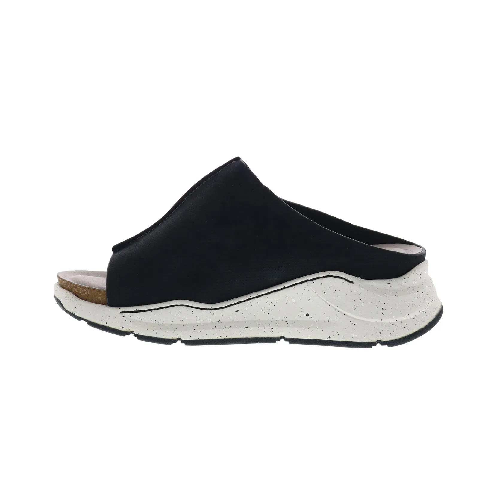 Bionica Oceana BI0025601 Womens Black Leather Slip On Wedges Sandals Shoes
