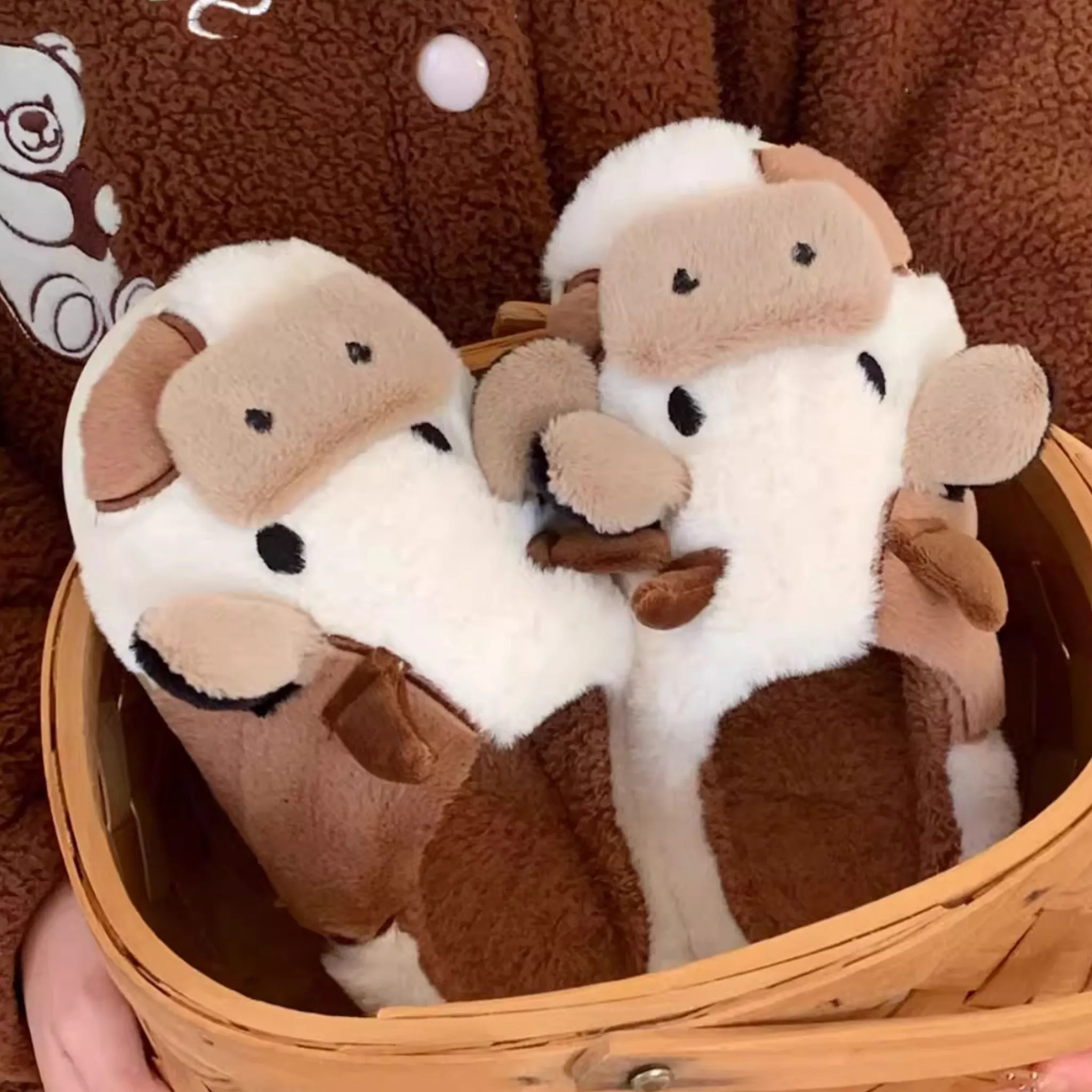 Brown Cow Fluffy Cute Lounge Slippers