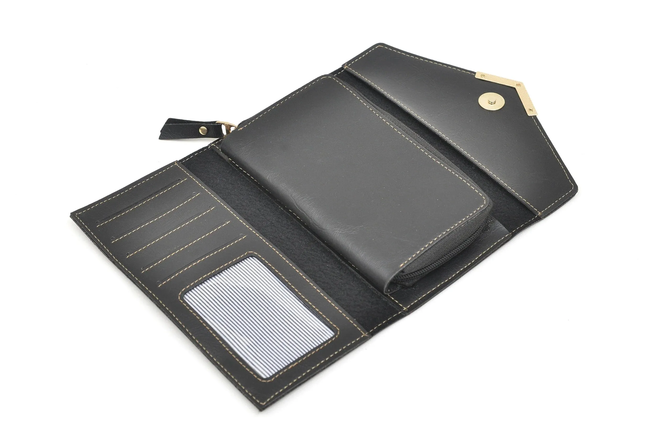 Classy Leather Customised Stylish Lady Wallet  (Black)