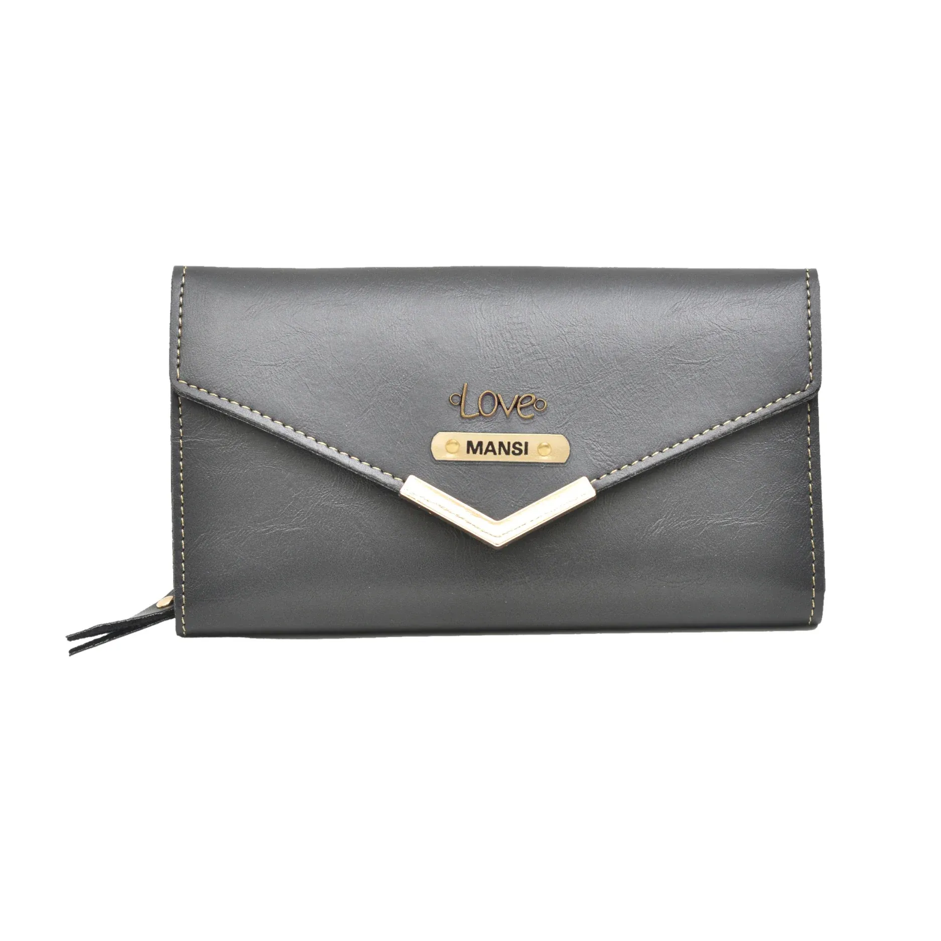 Classy Leather Customised Stylish Lady Wallet  (Black)