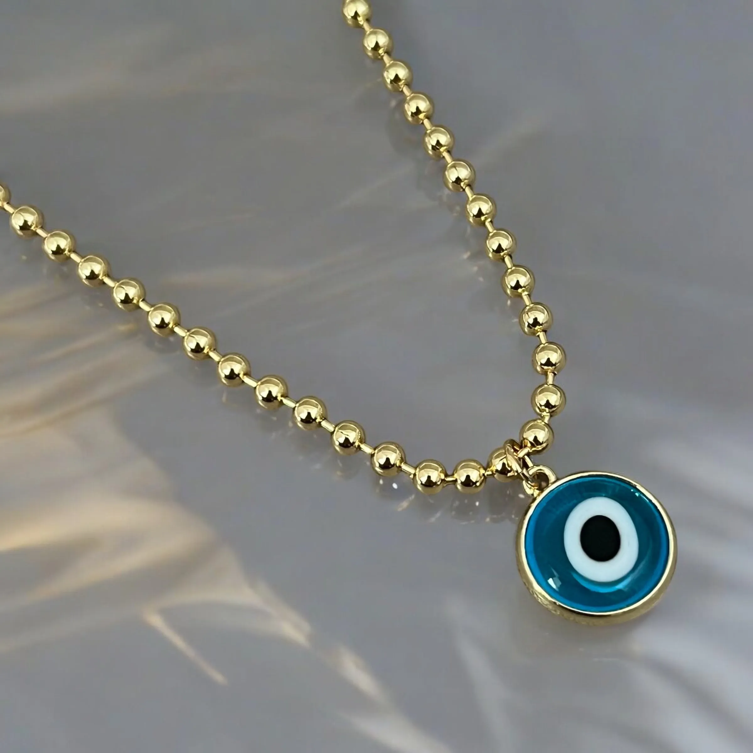 Clear Blue Murano Evil Eye Necklace Small