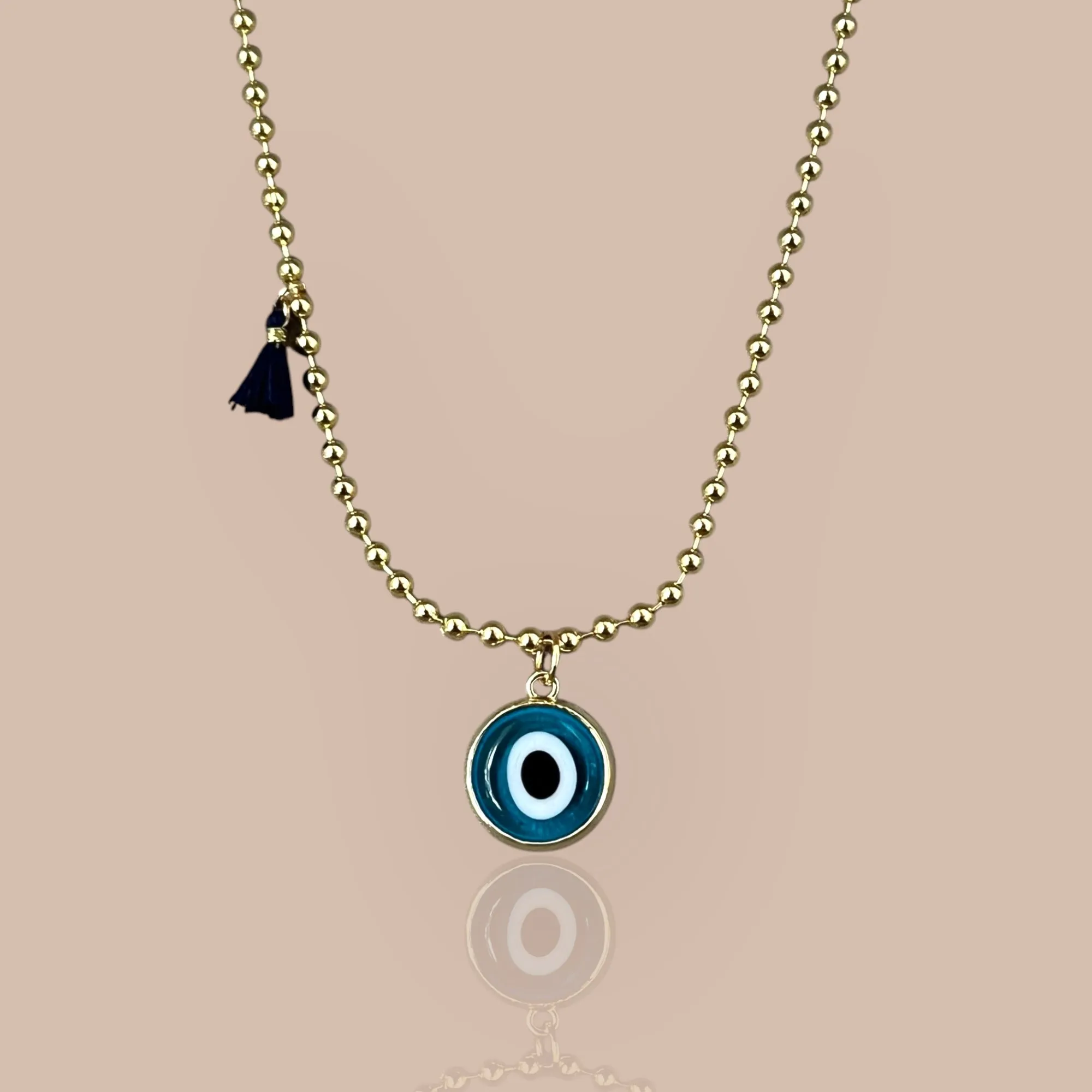 Clear Blue Murano Evil Eye Necklace Small