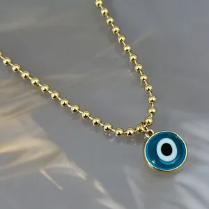 Clear Blue Murano Evil Eye Necklace Small