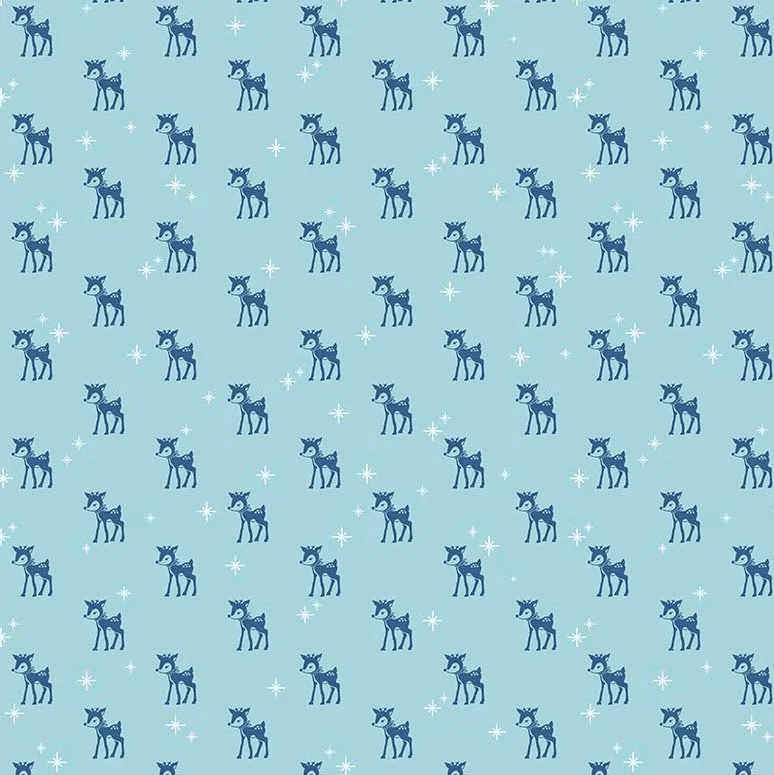 Cozy Christmas Reindeer on Blue by Lori Holt for Riley Blake Designs