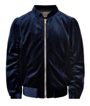 Creamie Twilight Eclipse Navy Velvet Bomber Jacket: Sizes 6 to 14