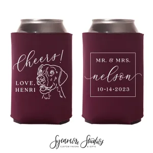 Custom Pet Illustration - Wedding Can Cooler #204R