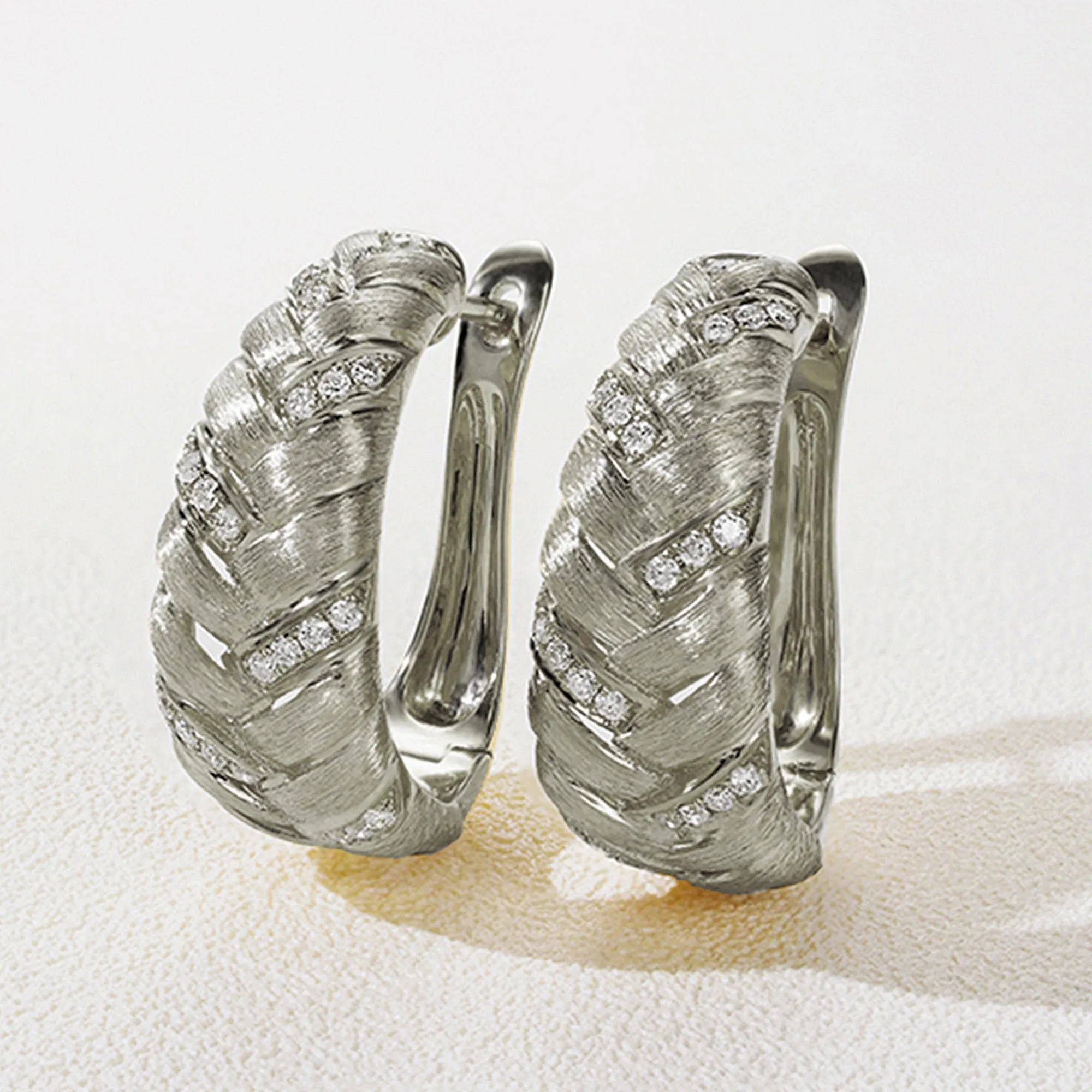 Diamond Pave Braided Latch Back Earrings