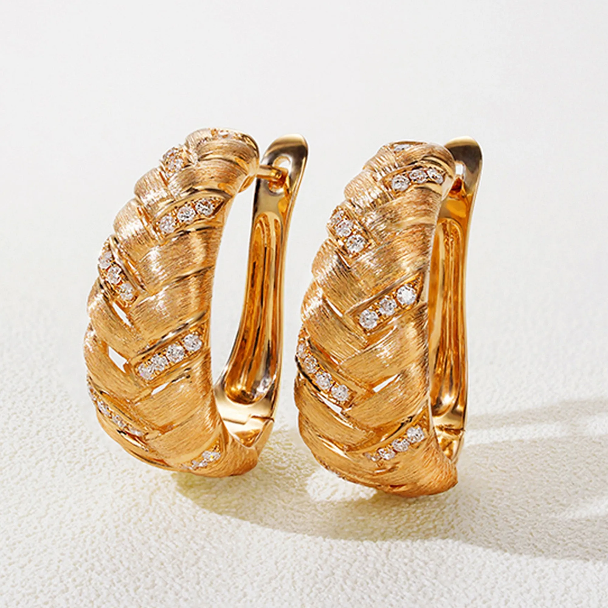 Diamond Pave Braided Latch Back Earrings
