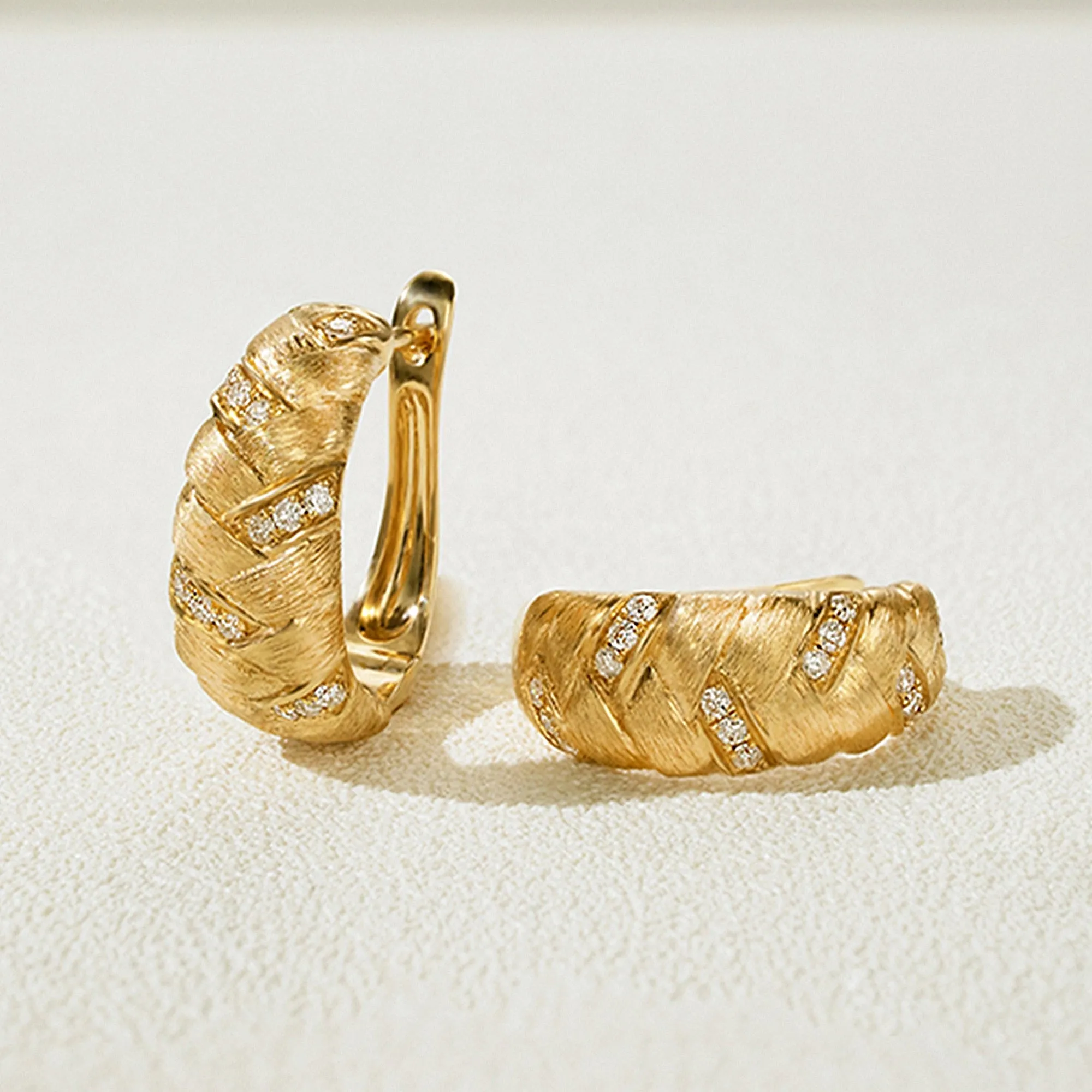 Diamond Pave Braided Latch Back Earrings