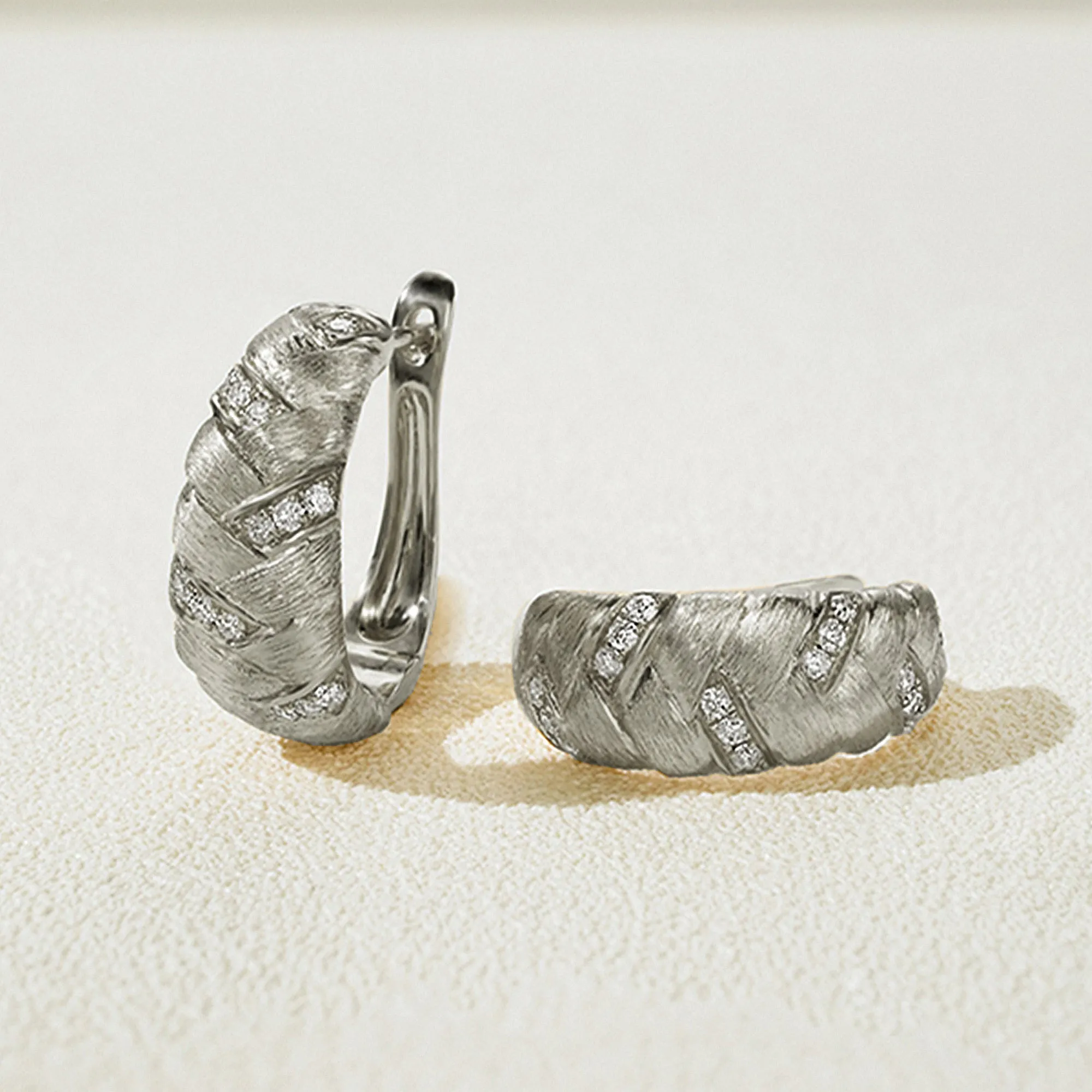 Diamond Pave Braided Latch Back Earrings