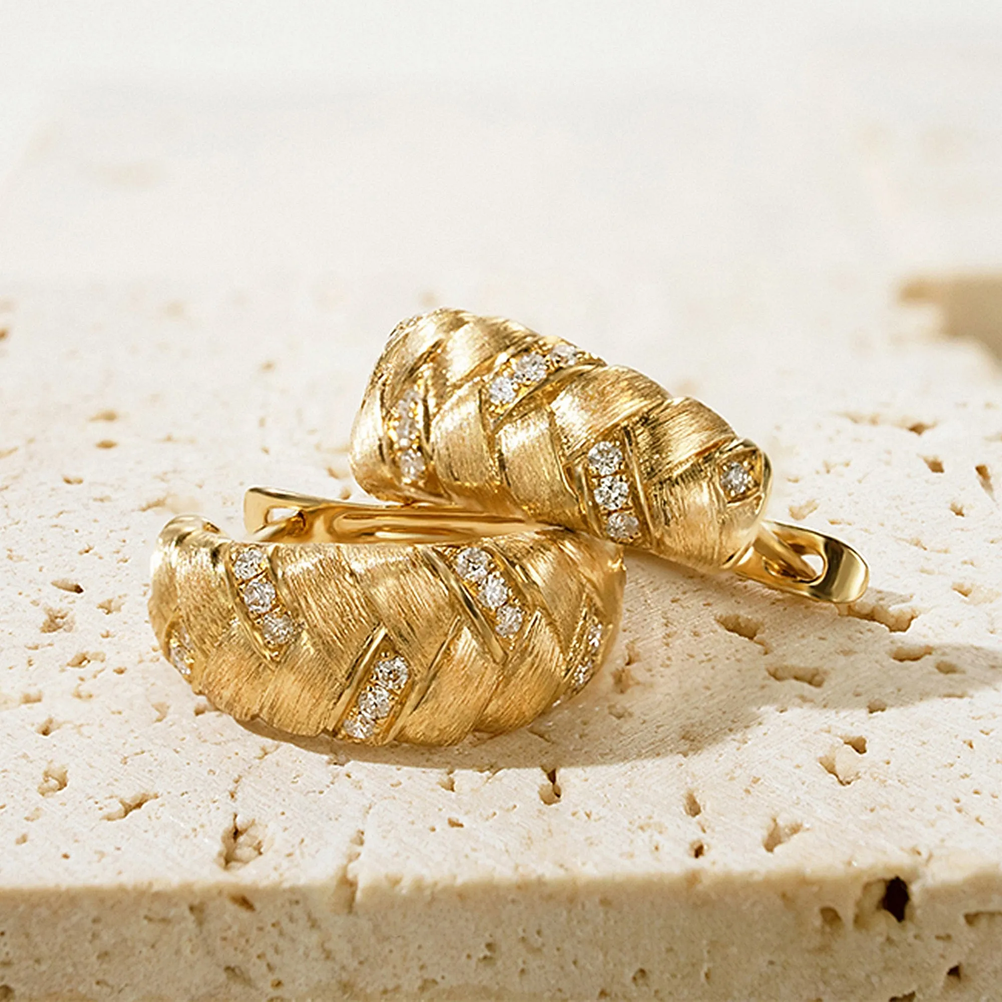 Diamond Pave Braided Latch Back Earrings