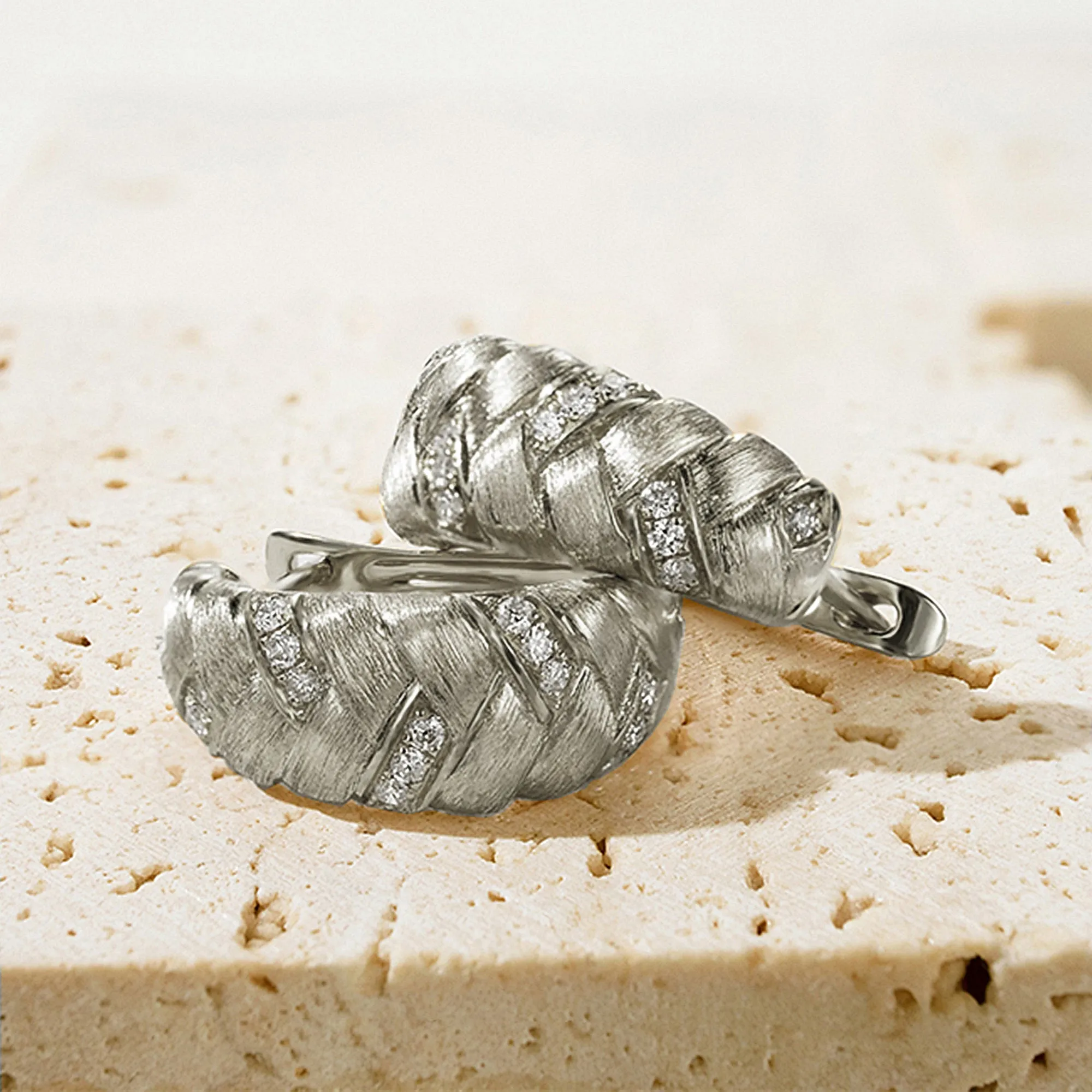 Diamond Pave Braided Latch Back Earrings