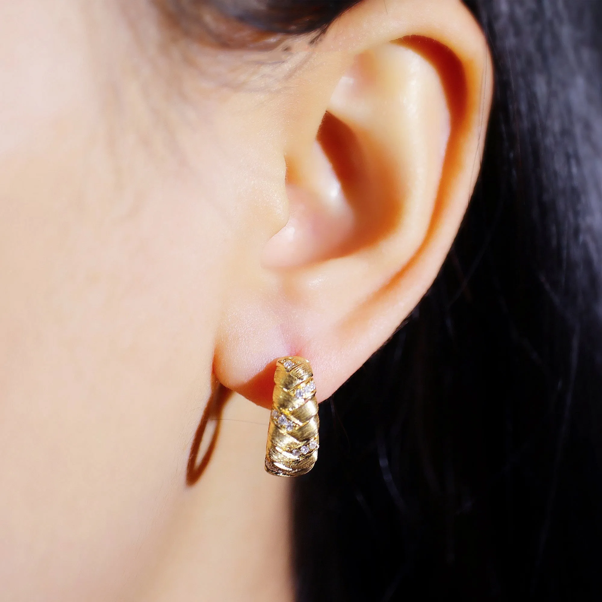 Diamond Pave Braided Latch Back Earrings