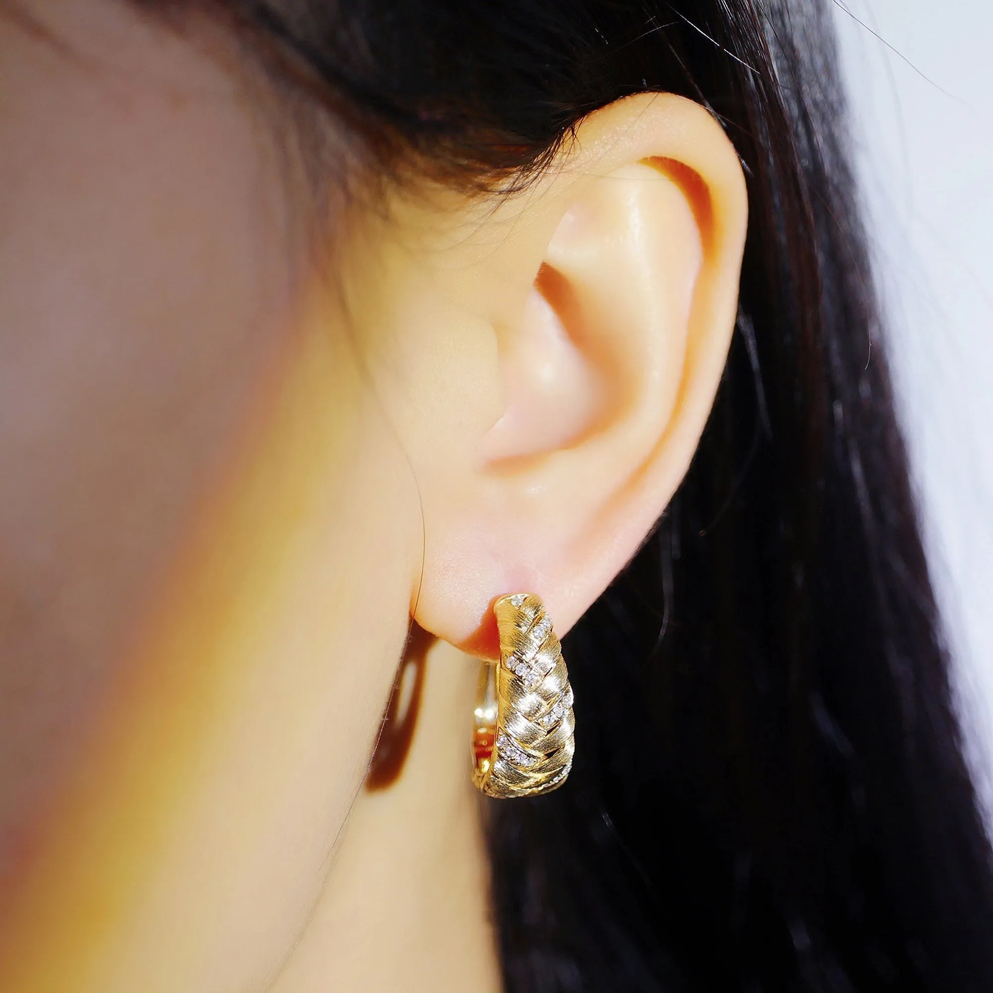 Diamond Pave Braided Latch Back Earrings