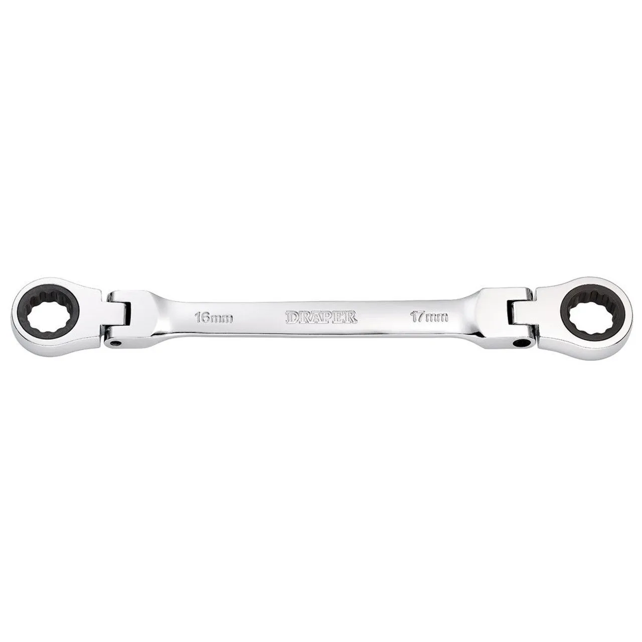 Draper Tools HI-TORQ® Metric Flexible Head Double Ring Ratchet Spanner, 16 x 17mm