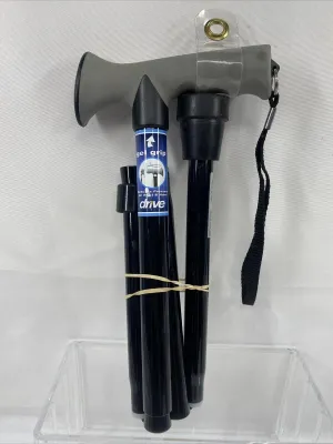 Drive Medical Adjustable Lightweight Folding Cane w/ Gel Hand Grip Black