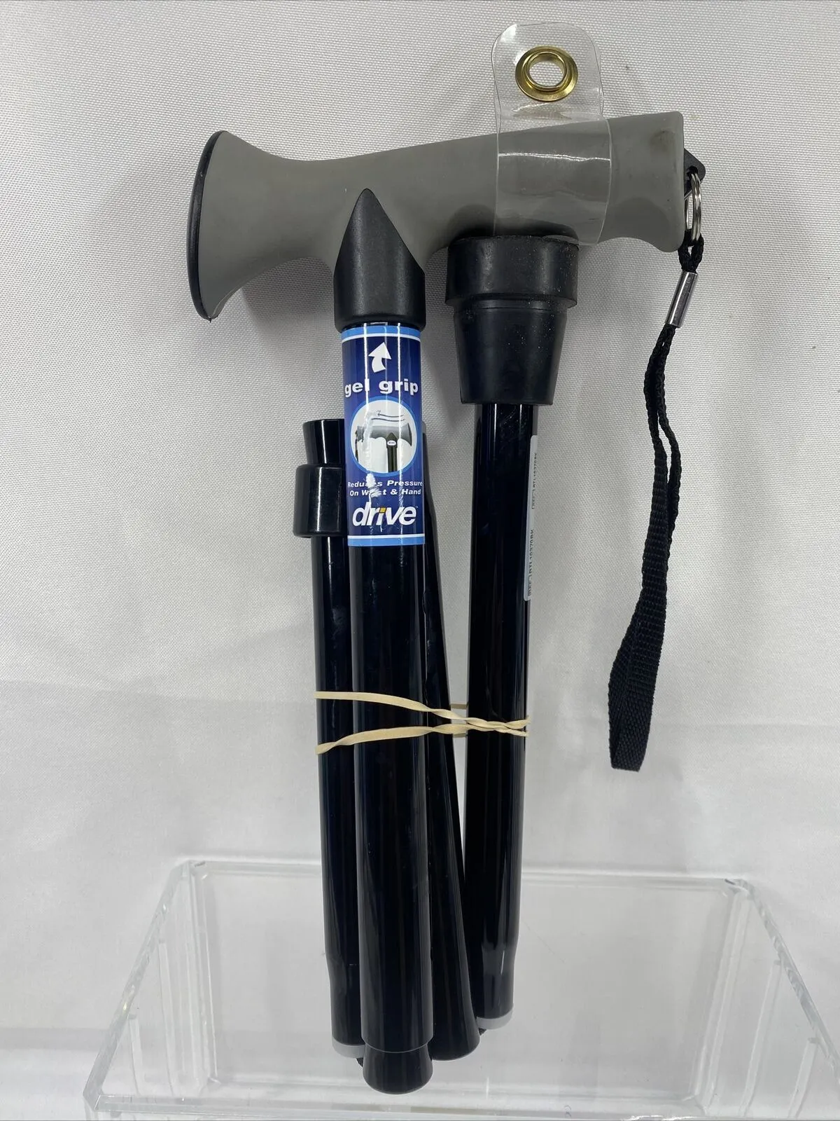 Drive Medical Adjustable Lightweight Folding Cane w/ Gel Hand Grip Black