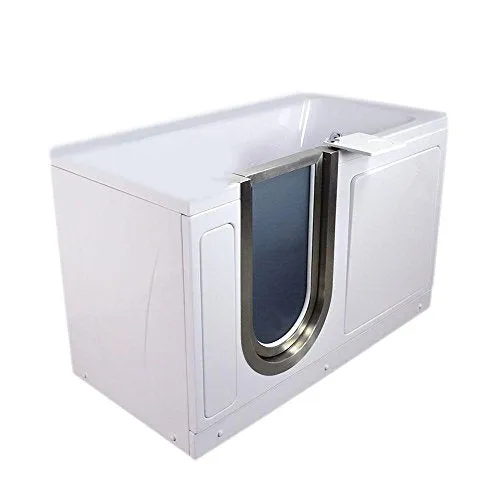 Ella's H93218NF Ultimate Acrylic Foot Massage Heated Seat Walk-in Bathtub with Right Inward Swing Door, No Faucet, 2" Dual Drain, 30" x 60" x 38" White