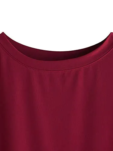 Fabricorn Plain Maroon Stylish Up and Down Cotton Tshirt for Women (Maroon, XX-Large)