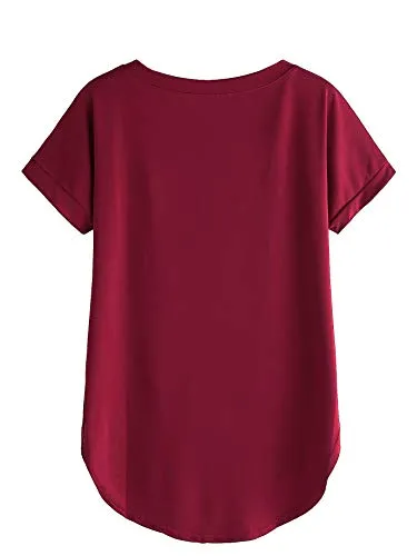 Fabricorn Plain Maroon Stylish Up and Down Cotton Tshirt for Women (Maroon, XX-Large)