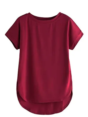 Fabricorn Plain Maroon Stylish Up and Down Cotton Tshirt for Women (Maroon, XX-Large)
