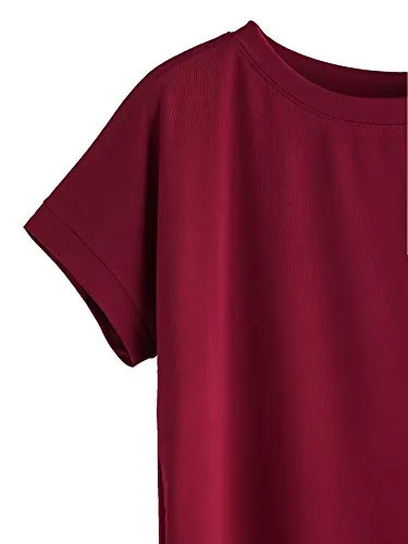 Fabricorn Plain Maroon Stylish Up and Down Cotton Tshirt for Women (Maroon, XX-Large)