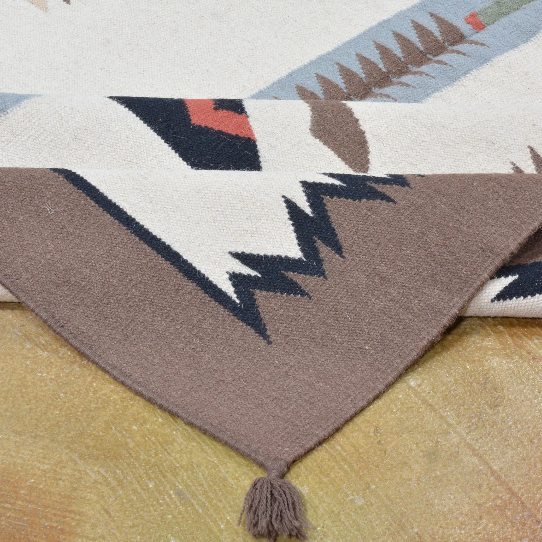 Flatweave Hand-Woven SouthWestern Design Handmade Wool Rug (Size 5.0 X 6.10) Cwral-1125