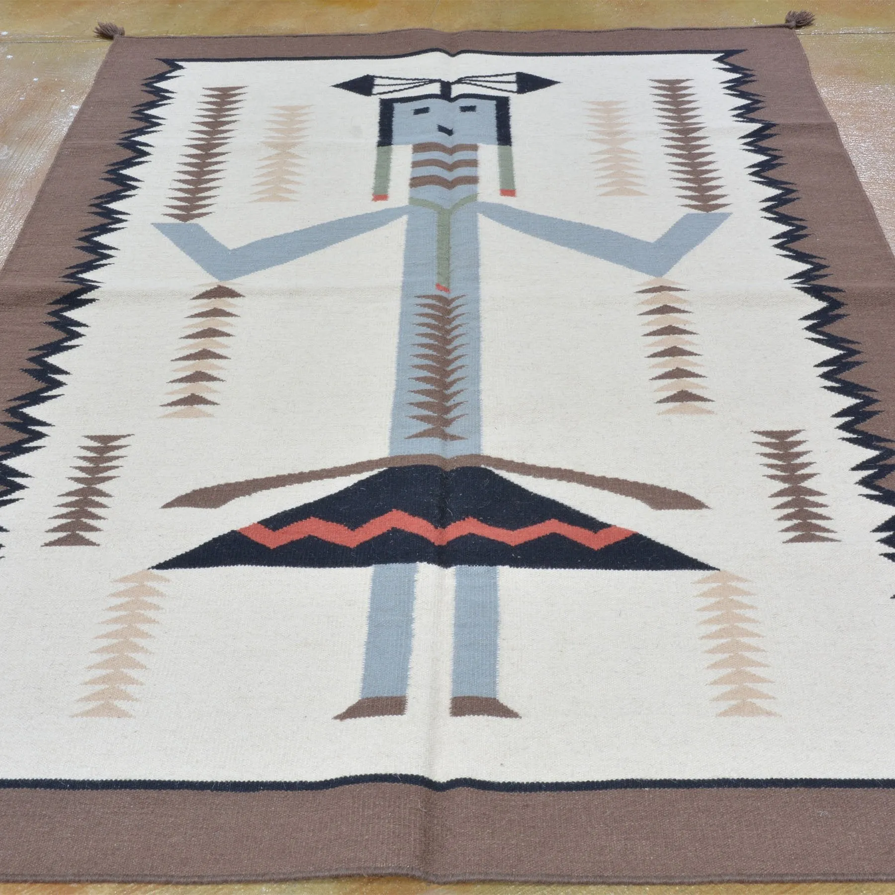 Flatweave Hand-Woven SouthWestern Design Handmade Wool Rug (Size 5.0 X 6.10) Cwral-1125