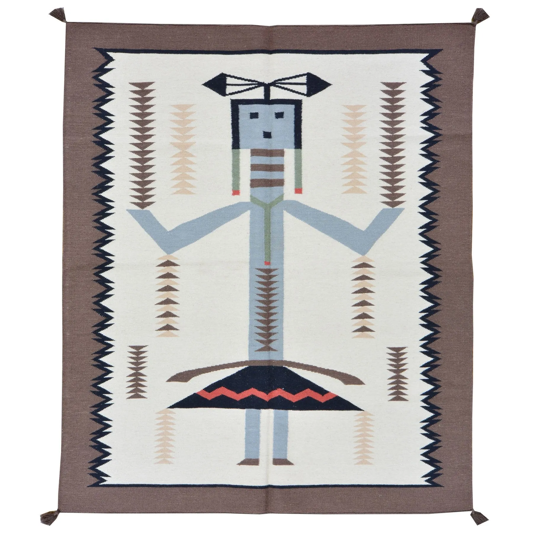 Flatweave Hand-Woven SouthWestern Design Handmade Wool Rug (Size 5.0 X 6.10) Cwral-1125
