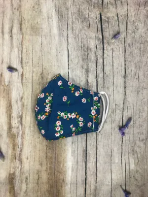 Floral woven cotton masks 4 ply